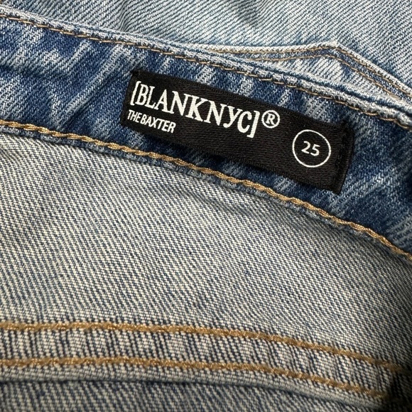 NWT BLANK NYC Baxter Super High Waist Ripped Raw Hem Straight Leg Jeans 25 - Picture 9 of 10